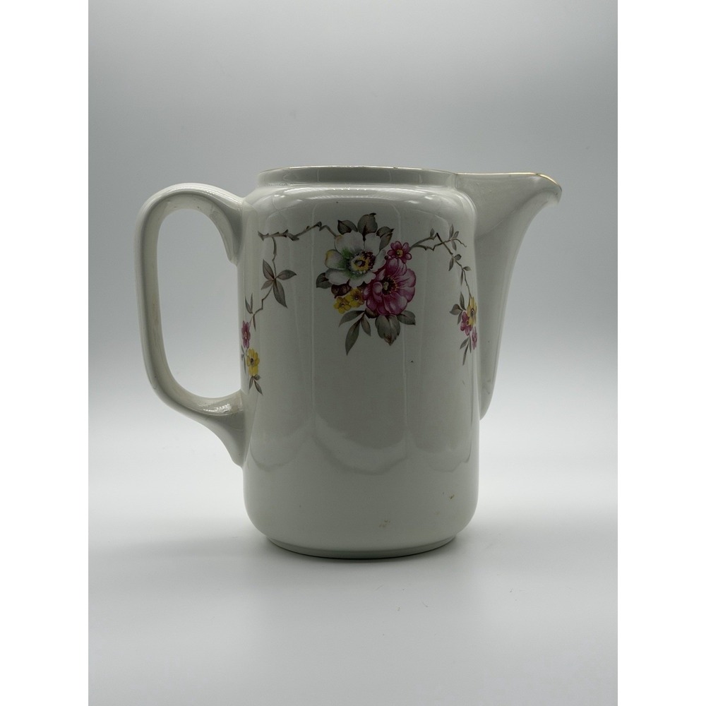 Small VTG Mexican Anfora Ceramic Floral Vitreous Clay 6 In. Cottagecore Pitcher
